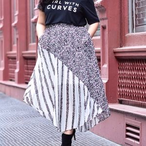 Lane Bryant x GWC Pleated Mixed Print Skirt